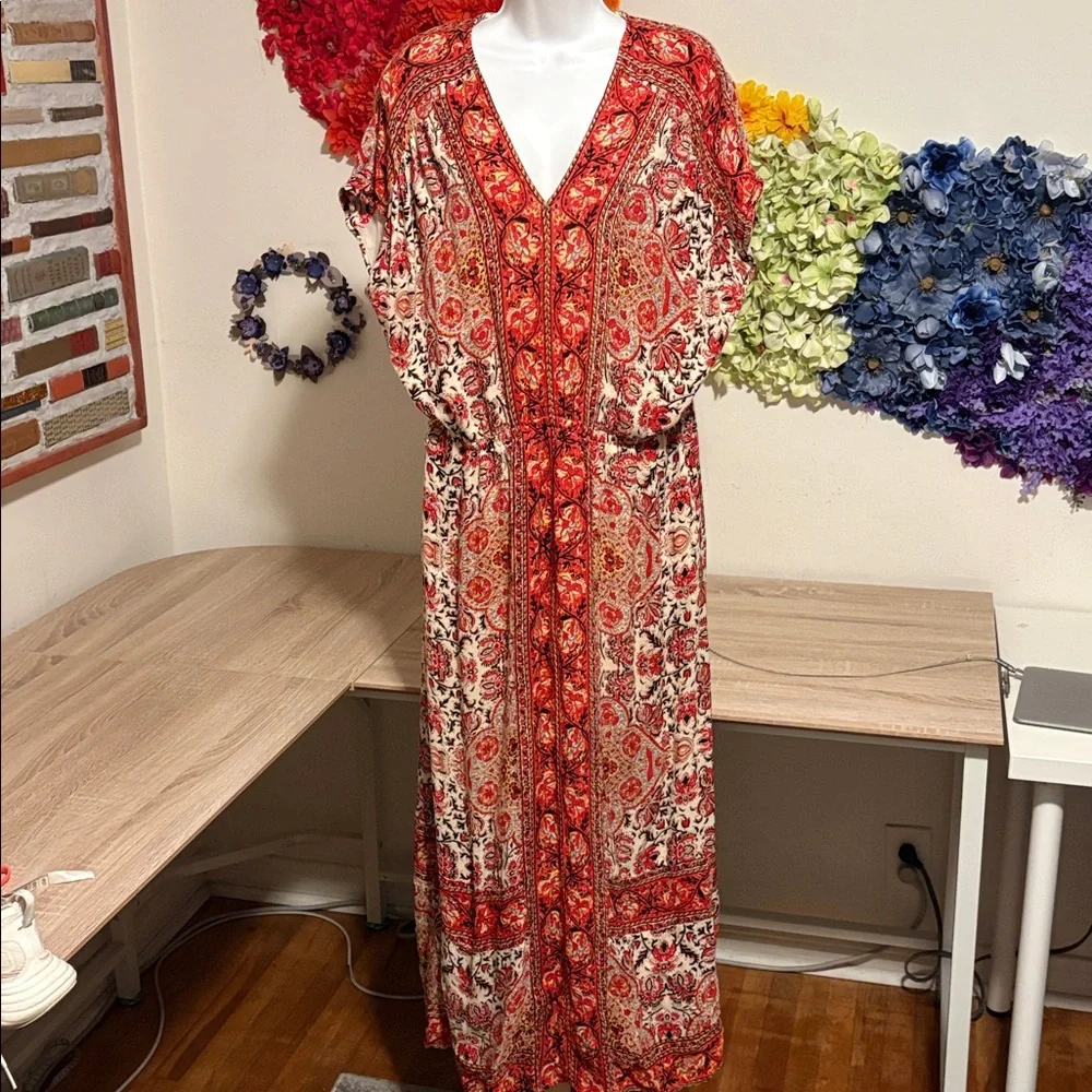 LUCKY BRAND V-Neck Kaftan Style Boho Dress with Pockets_4